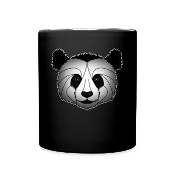 Panda Tiermotiv Tiergesicht Pandabär bär Motiv - Tasse einfarbig - Schwarz - Vorne
