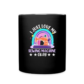 Machine Quilting Seamstressin Rainbow Knitting Quilt - Full Colour Mug - black - Front