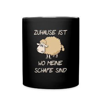 Zuhause ist wo meine Schafe sind - Tasse einfarbig - Schwarz - Vorne