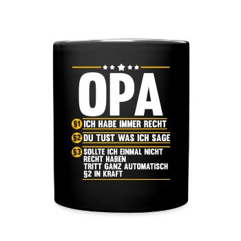 Großvater Großpapa Opi Opa - Tasse einfarbig - Schwarz - Vorne