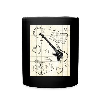 Downtown Girl Aesthetic Pattern Coquette Aesthetic - Full Colour Mug - black - Front