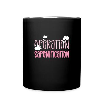 Operation Verseifung. Seifenherstellung - Tasse einfarbig - Schwarz - Vorne