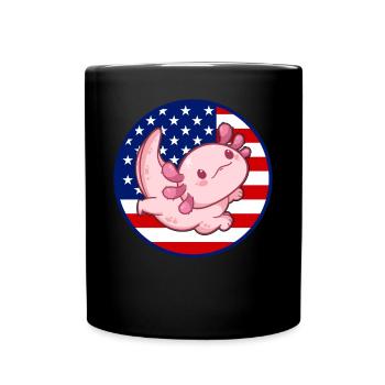 Axolotl American Flag Kawaii Axolotl US Flag Axolo - Tasse einfarbig - Schwarz - Vorne