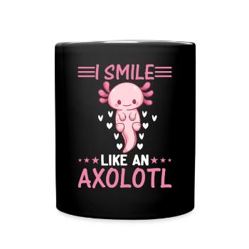 Mignon Axolotl Lover Kawaii Axolotl - Je souris comme un - Mug uni - noir - Devant