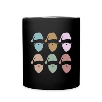 Retro Advent Elves Vintage Santa Claus - Full Colour Mug - black - Front
