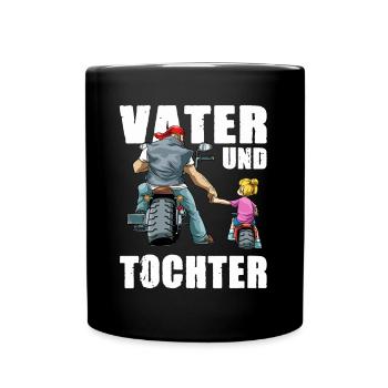 Vater und Tochter Biker Rocker Motorrad - Tasse einfarbig - Schwarz - Vorne