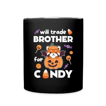 Rote Panda Halloween tausche Bruder für Süßes - Tasse einfarbig - Schwarz - Vorne