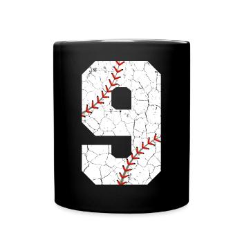 Kinder 9. Geburtstag Baseballspieler 9 Jahre alt - Tasse einfarbig - Schwarz - Vorne