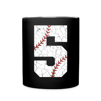 Kinder 5. Geburtstag Baseballspieler 5 Jahre alt - Tasse einfarbig - Schwarz - Vorne