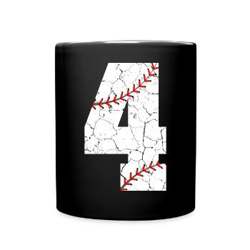 Kinder 4. Geburtstag Baseballspieler 4 Jahre alt - Tasse einfarbig - Schwarz - Vorne