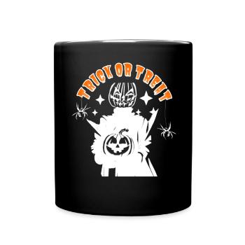 Halloween Kürbis Monster TRICK OR TREAT - Tasse einfarbig - Schwarz - Vorne