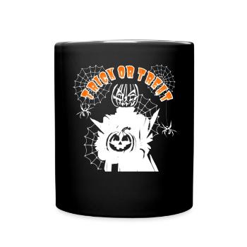 Halloween Kürbis Gespenst TRICK OR TREAT - Tasse einfarbig - Schwarz - Vorne