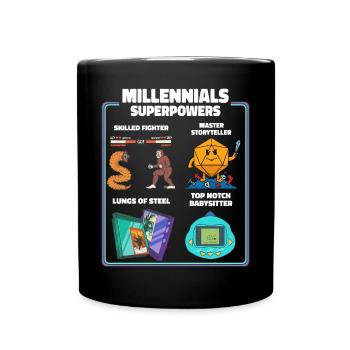 Lustige Millennial Nerdy Old Skool Hobbys Cartoon - Tasse einfarbig - Schwarz - Vorne