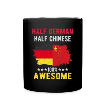Half German Half Chinese - Full Colour Mug - black - Front