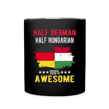 Halb Deutsch Halb Ungar - Tasse einfarbig - Schwarz - Vorne