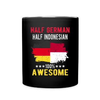 Moitié allemand moitié indonésien - Mug uni - noir - Devant