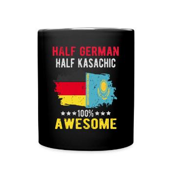 Halb Deutsch Halb Kasache - Tasse einfarbig - Schwarz - Vorne