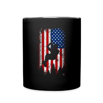 Tyrolienne drapeau américain usa 4 juillet - Mug uni - noir - Devant