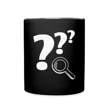 Fragezeichen Lupe - Tasse einfarbig - Schwarz - Vorne