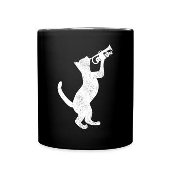 Trumpet Player Cat Vintage - Tasse einfarbig - Schwarz - Vorne