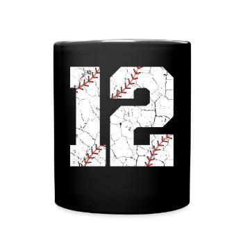 Enfants 12e anniversaire Joueur de baseball 12 ans - Mug uni - noir - Devant