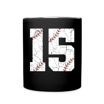Kinder Baseballspieler zum 15. Geburtstag 15 Jahre alt - Tasse einfarbig - Schwarz - Vorne
