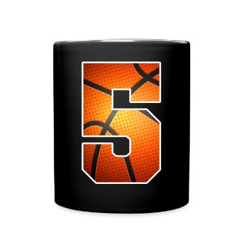 Kids 5th Birthday Basketball Player 5 Years Old - Full Colour Mug - black - Front