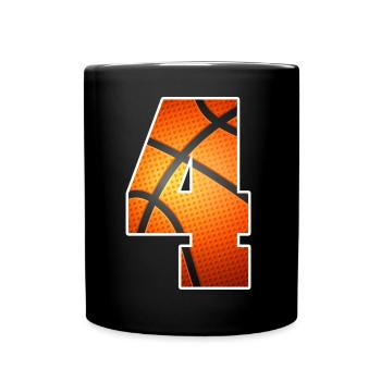 Kinder Basketballspieler zum 4. Geburtstag 4 Jahre alt - Tasse einfarbig - Schwarz - Vorne