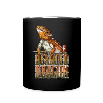 Bearded Dragon Reptile Keeper Beardie Retro - Full Colour Mug - black - Front