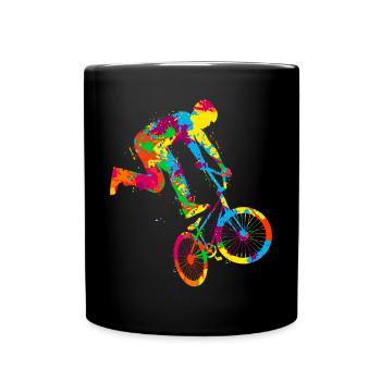 BMX Bike Stunt Fahrer Jungen Kinder - Tasse einfarbig - Schwarz - Vorne