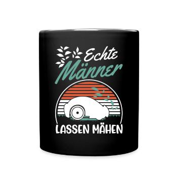 Echte Männer lassen mähen Mähroboter - Tasse einfarbig - Schwarz - Vorne
