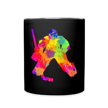 Eishockey Torwart Jungen Kinder - Tasse einfarbig - Schwarz - Vorne