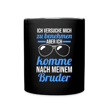 Geschwister Familie Brüder Bruder - Tasse einfarbig - Schwarz - Vorne