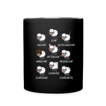 Schaf Mehrere - Tasse einfarbig - Schwarz - Vorne