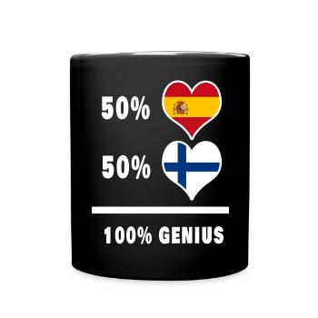 Génie / cadeau de la Finlande et de l’Espagne - Mug uni - noir - Devant