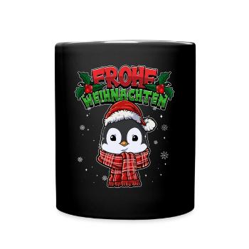 Frohe Weihnachten - Tasse einfarbig - Schwarz - Vorne