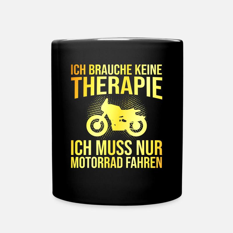 Motorrad Therapie Spruch - Tasse einfarbig - Schwarz