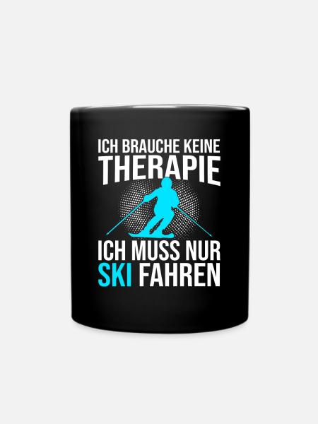 Ski Therapie Spruch - Tasse einfarbig - Schwarz