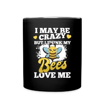 Meine Bienen lieben mich Honigliebhaber Honigwaben - Tasse einfarbig - Schwarz - Vorne