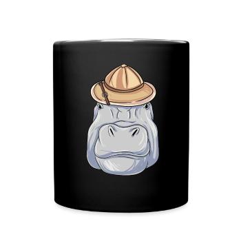 Hippo Safari Hat African Animals - Full Colour Mug - black - Front
