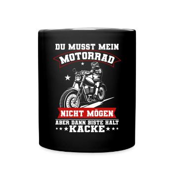 Motorradfahrer Spruch Bikerin Biker Motorrad - Tasse einfarbig - Schwarz - Vorne