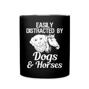 Facile de chiens et de chevaux femmes et filles - Mug uni - noir - Devant
