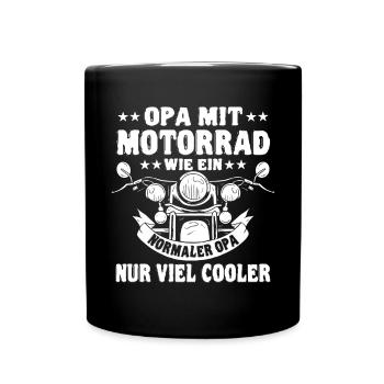 Opa Mit Motorrad Wie Ein Normaler Opa Lustige - Tasse einfarbig - Schwarz - Vorne