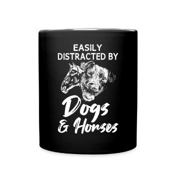 Facile de chiens et de chevaux femmes et filles - Mug uni - noir - Devant