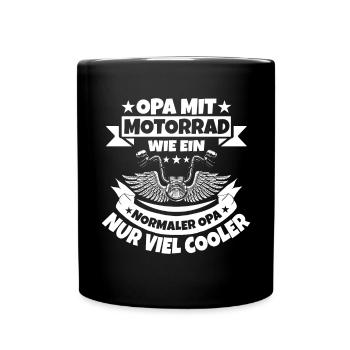 Motorrad Biker Spruch Opa Großvater - Tasse einfarbig - Schwarz - Vorne