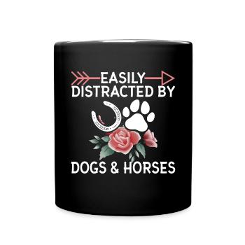 Facile de chiens et de chevaux femmes et filles - Mug uni - noir - Devant