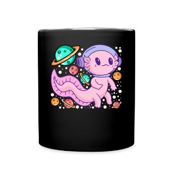 Axolotl Kawaii Axolotl Space Travel Astronaut Axol - Full Colour Mug - black - Front