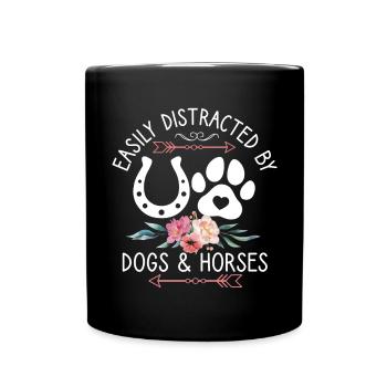 Facile de chiens et de chevaux femmes et filles - Mug uni - noir - Devant