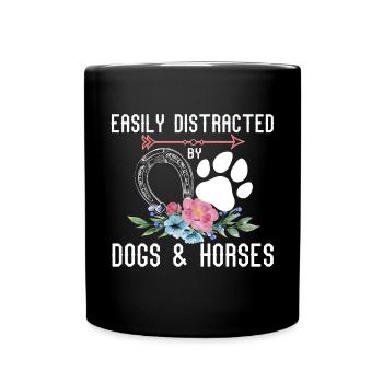 Facile de chiens et de chevaux femmes et filles - Mug uni - noir - Devant
