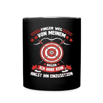 Bogenschießen Bogenschütze Finger weg vom Bogen - Tasse einfarbig - Schwarz - Vorne